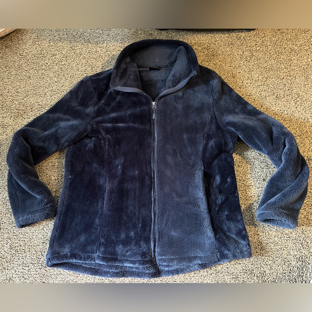 32 Degrees Women's Plush Zip Front Jacket - Navy Blue